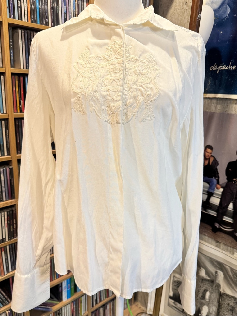 Talbots Women's Embroidered Collared Blouse - Ivory White size 10
